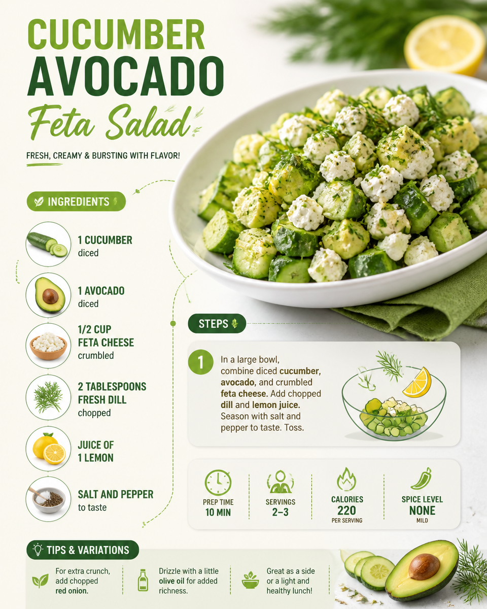 Cucumber Avocado Feta Salad