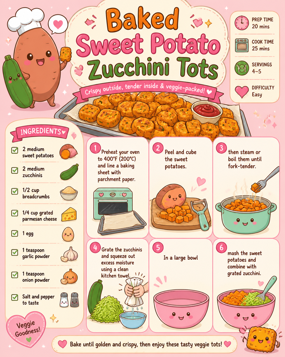 Baked Sweet Potato Zucchini Tots