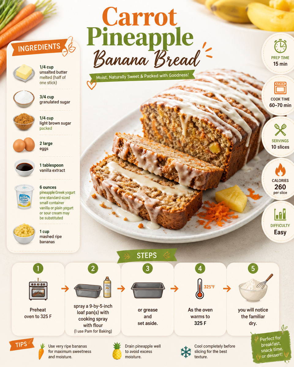 Carrot Pineapple Banana Bread