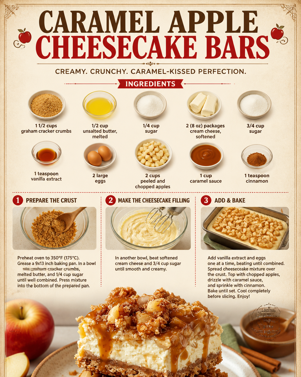 Caramel Apple Cheesecake Bars
