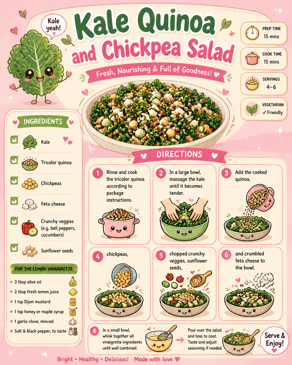 Kale Quinoa and Chickpea Salad