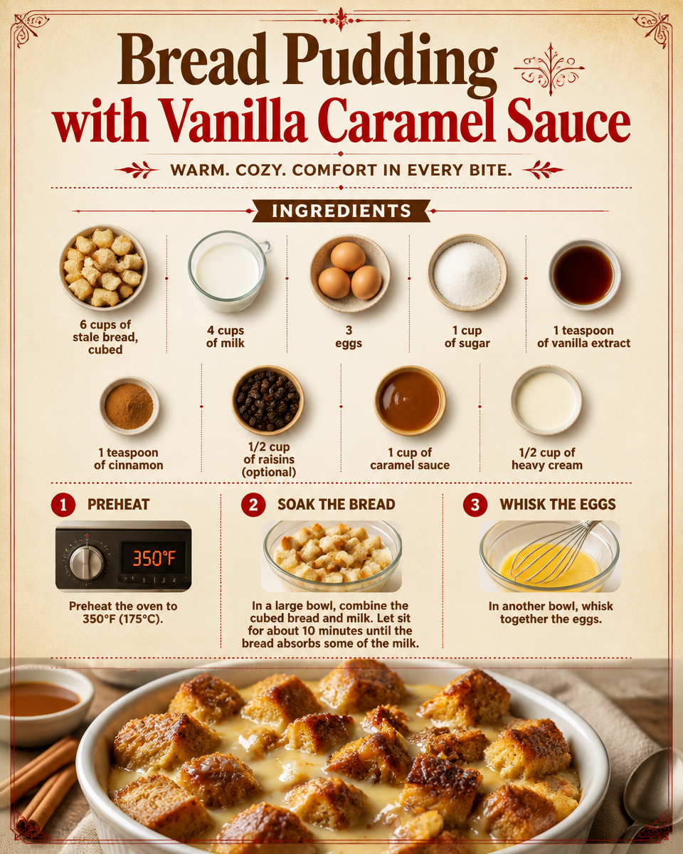 Bread Pudding with Vanilla Caramel Sauce