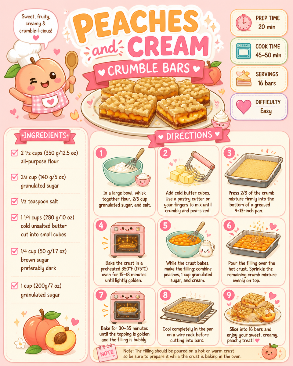 Peaches and Cream Crumble Bars