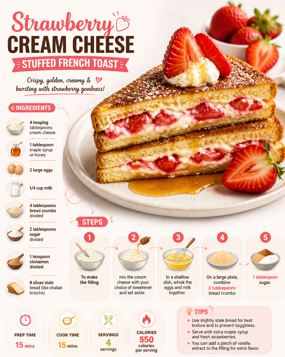 Strawberry Cream Cheese Stuffed French Toast
