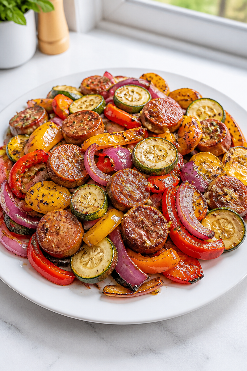 Sheet Pan Sausage and Summer Veggie