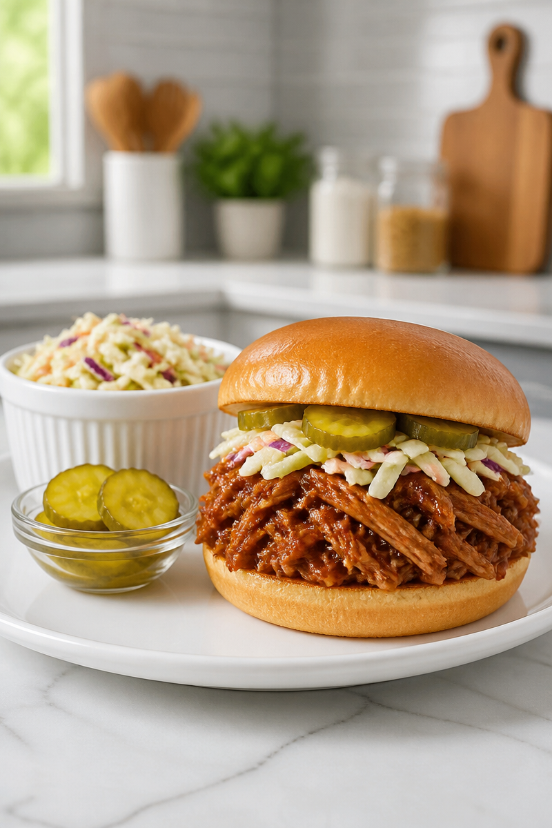 Slow Cooker BBQ Pulled Pork Sandwich