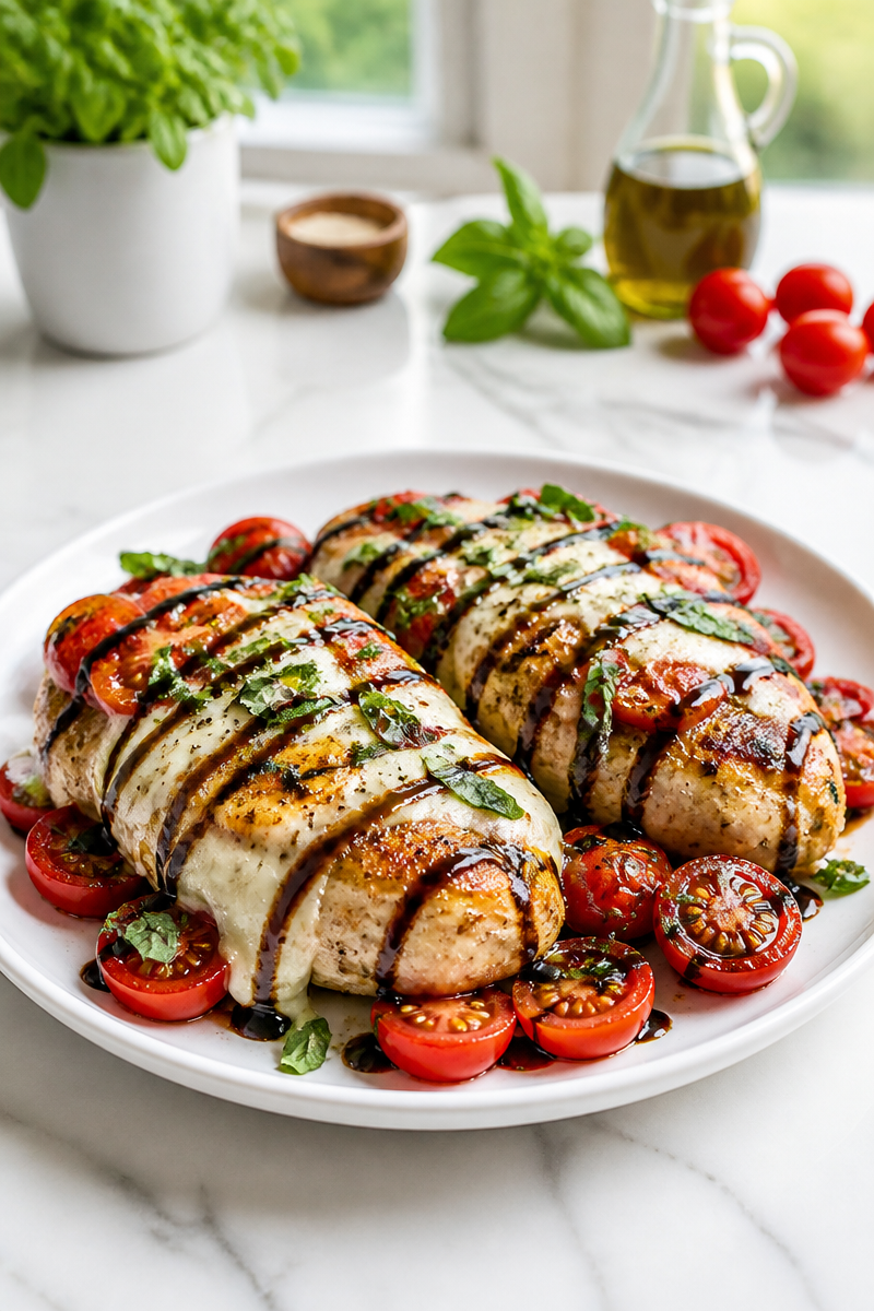 Simple Caprese Chicken Skillet Dinner