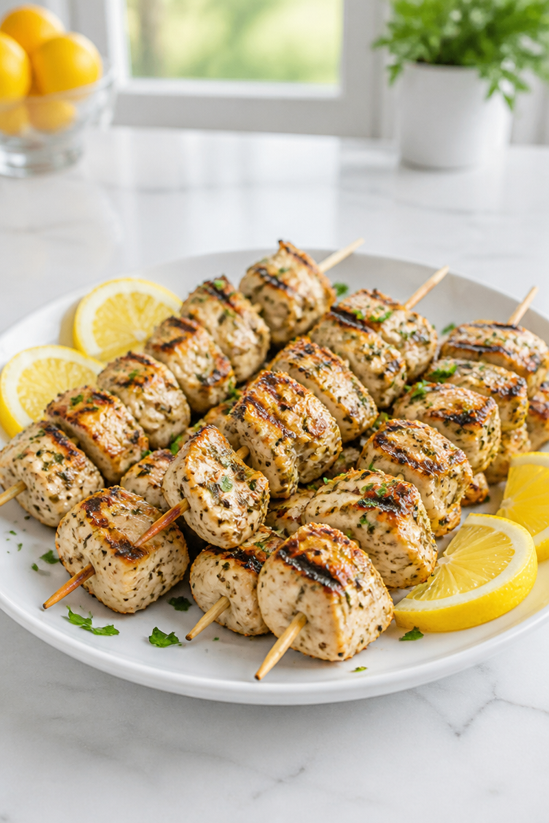 Grilled Lemon Herb Chicken Skewer
