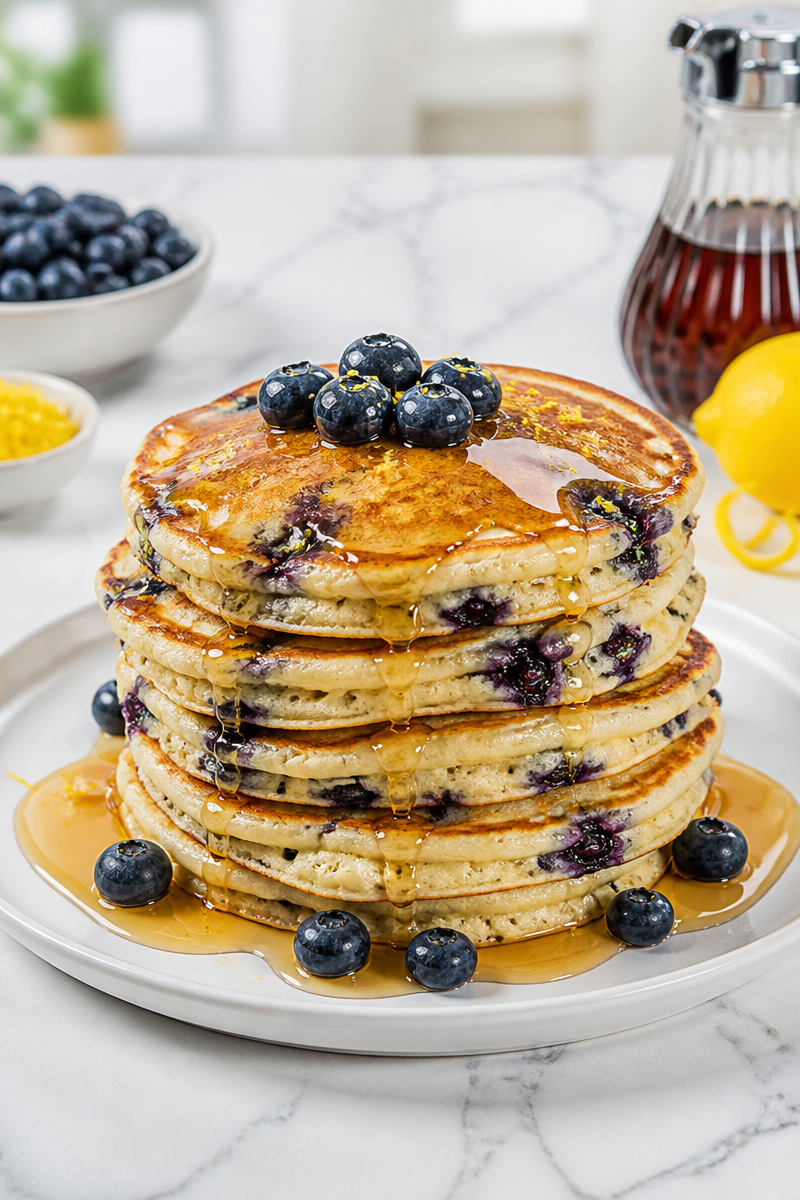 Fluffy Blueberry Lemon Ricotta Pancake