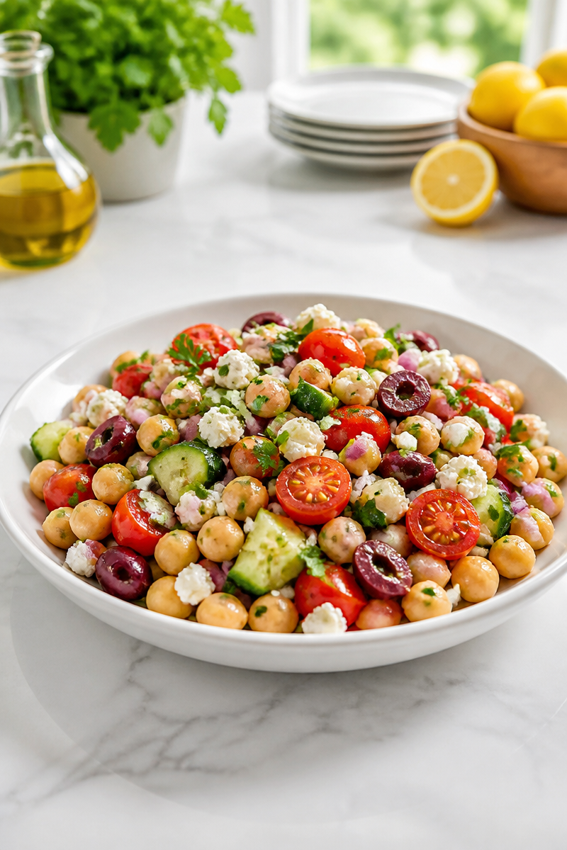 Easy Mediterranean Chickpea Salad Bowl
