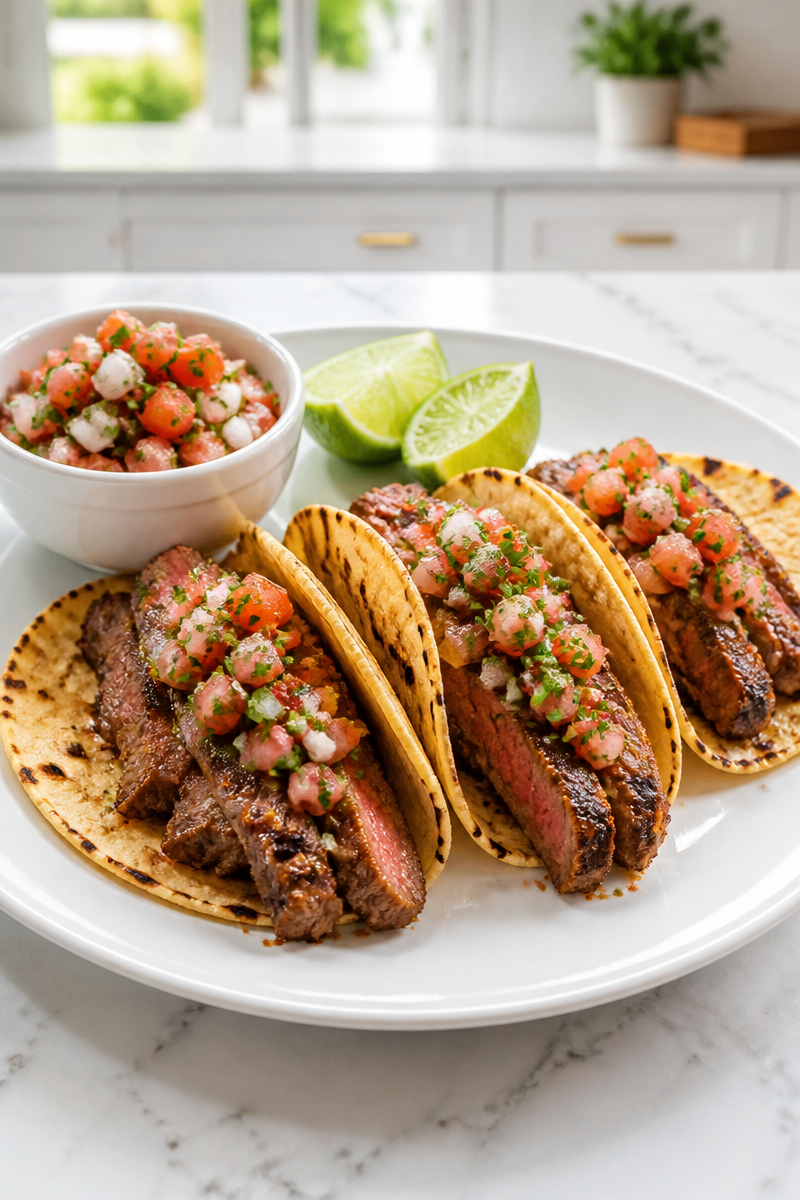 Grilled Steak Taco with Fresh Pico de Gallo