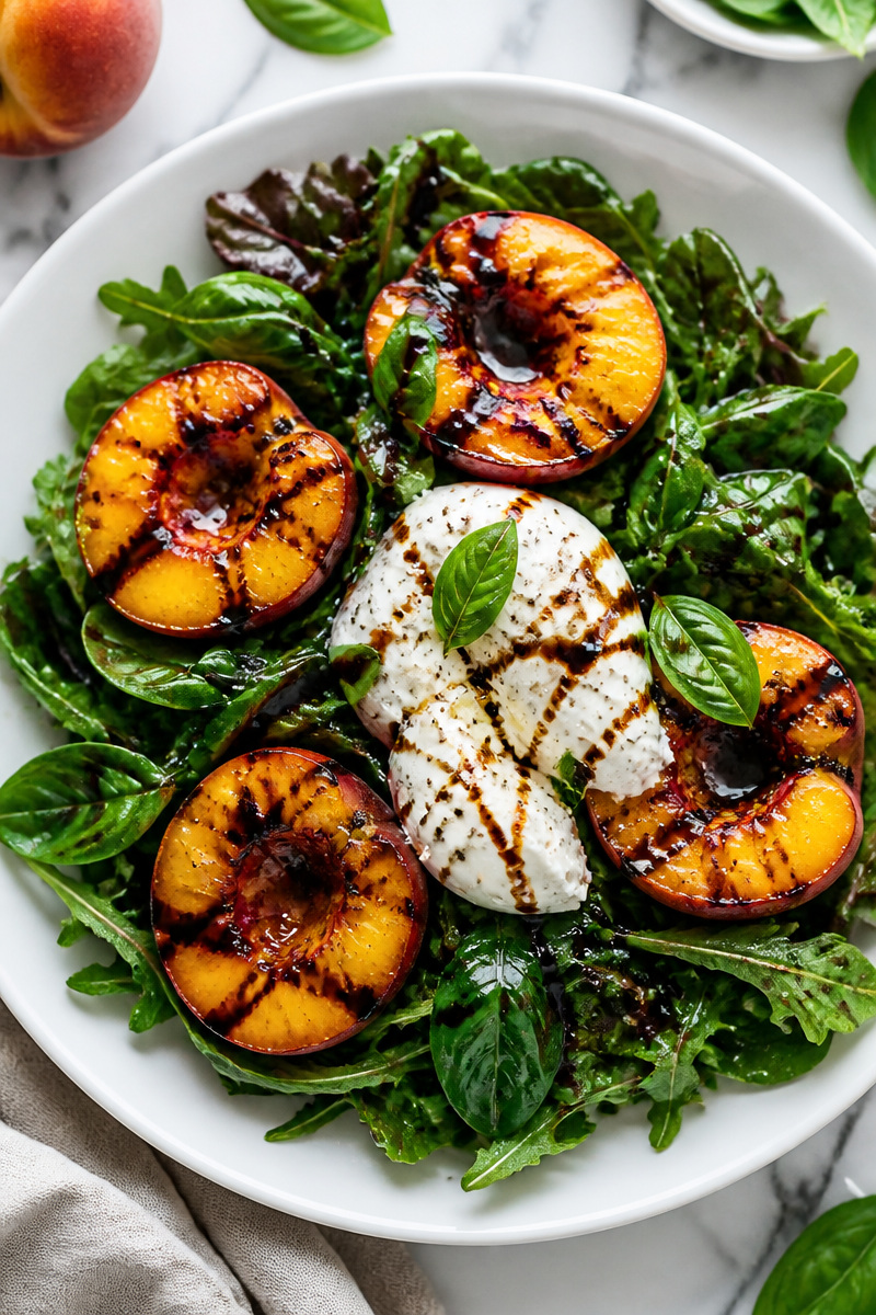 Grilled Peach and Burrata Summer Salad