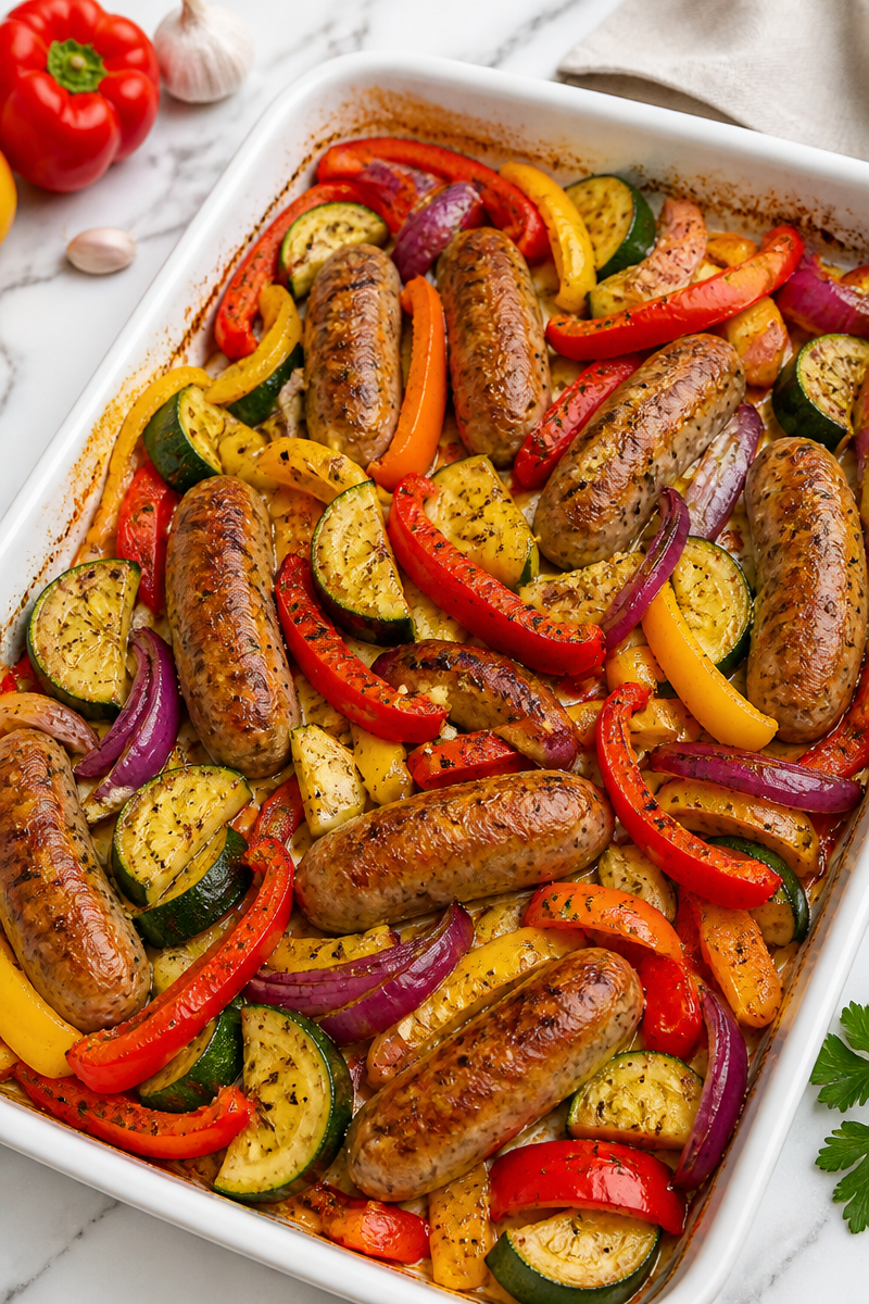 Sheet Pan Sausage and Summer Veggie