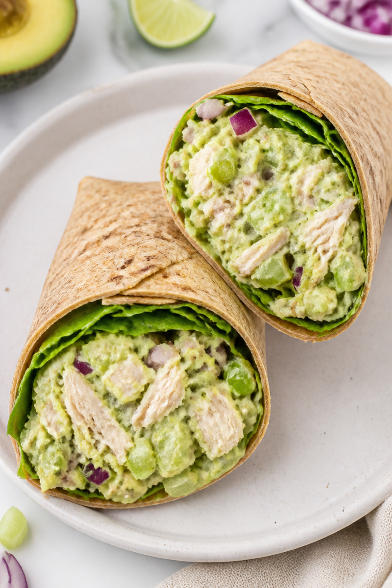Creamy Avocado Chicken Salad Wrap