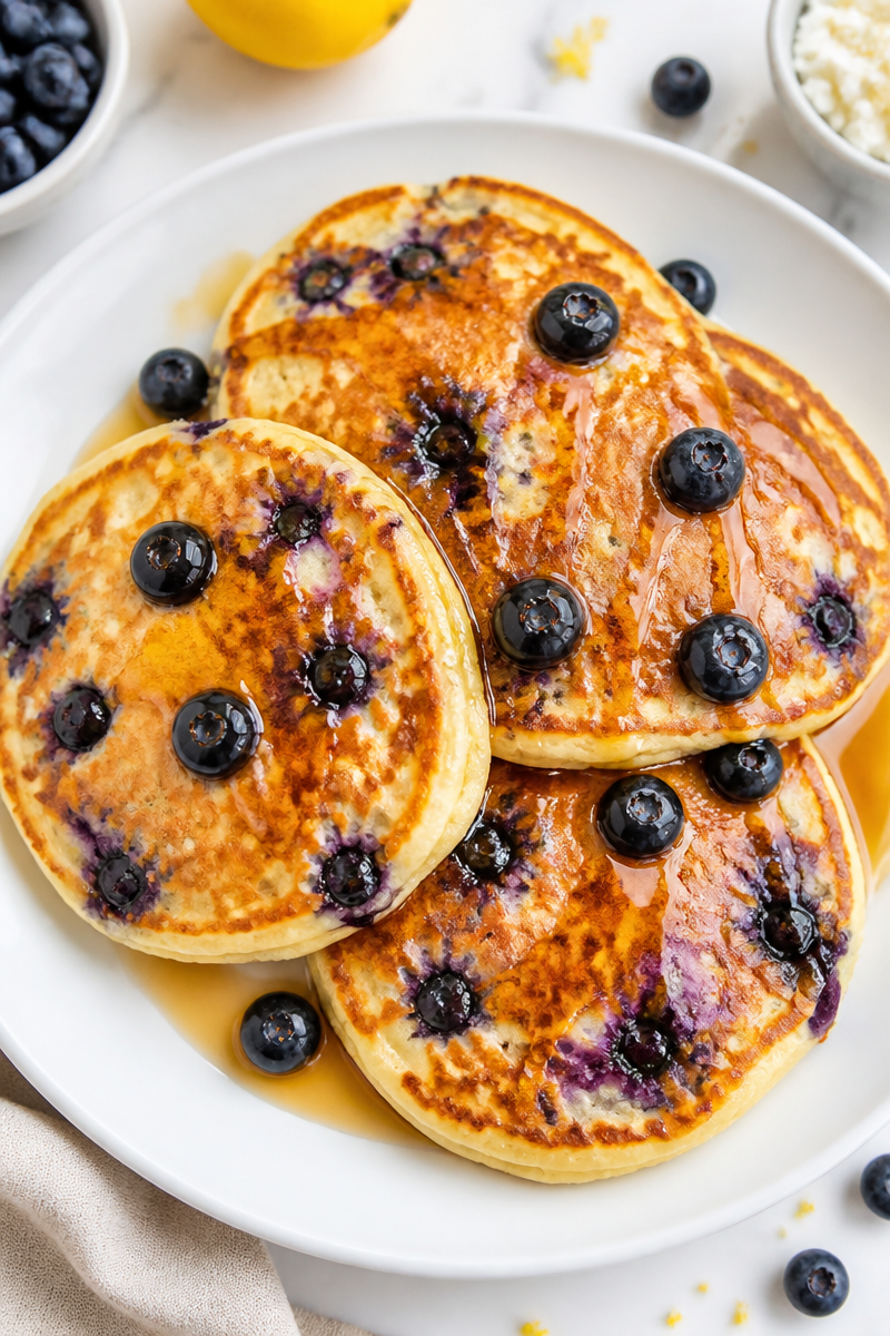 Fluffy Blueberry Lemon Ricotta Pancake
