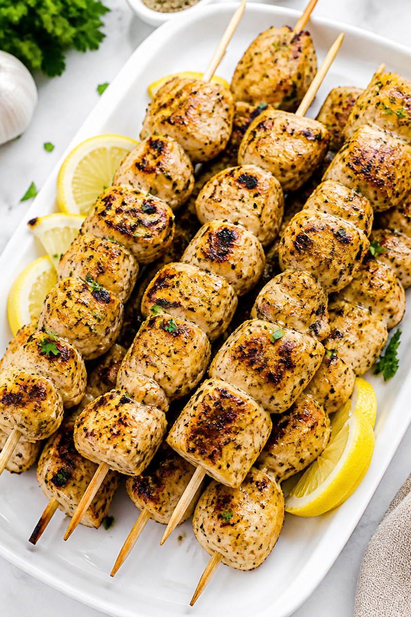 Grilled Lemon Herb Chicken Skewer