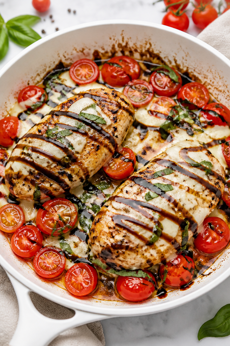 Simple Caprese Chicken Skillet Dinner
