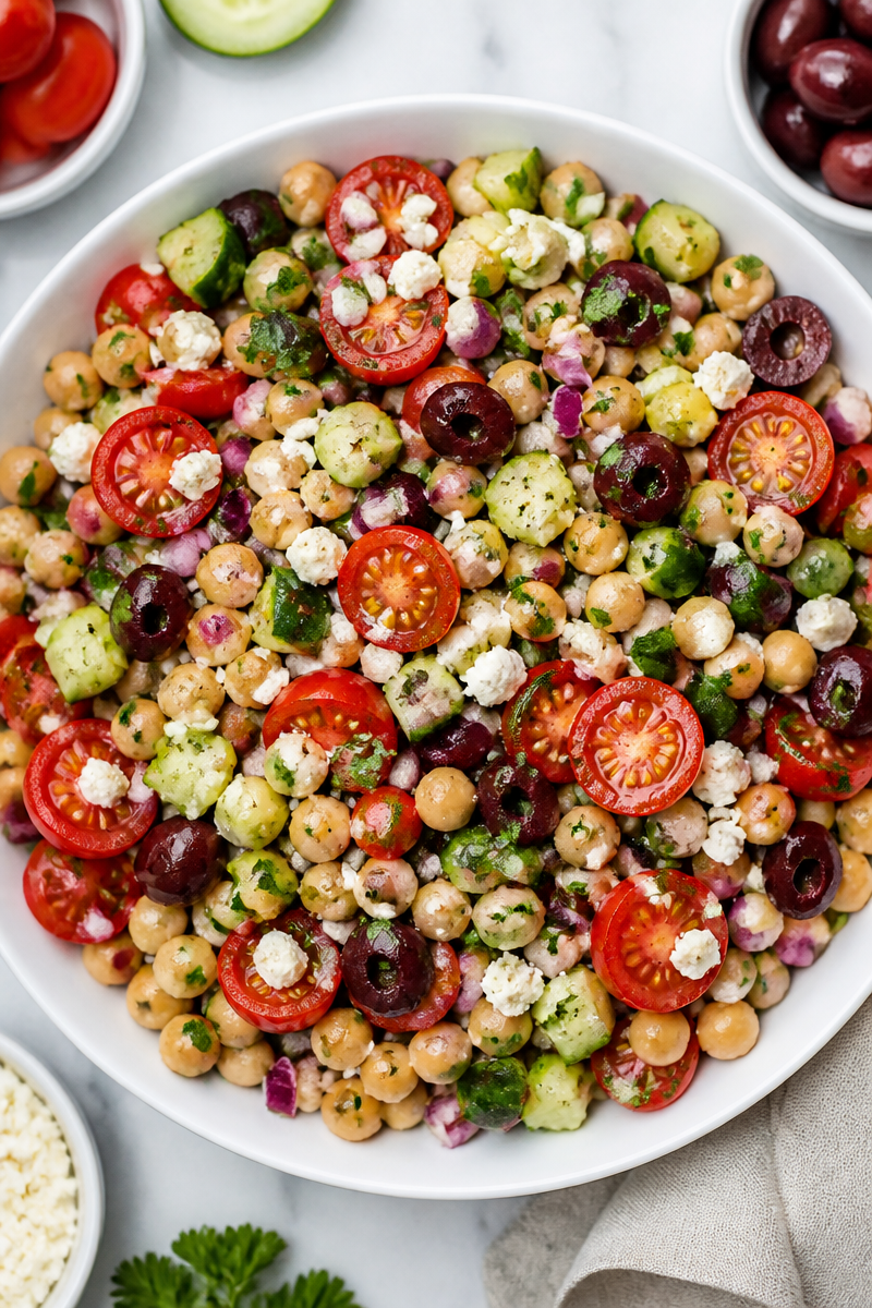 Easy Mediterranean Chickpea Salad Bowl