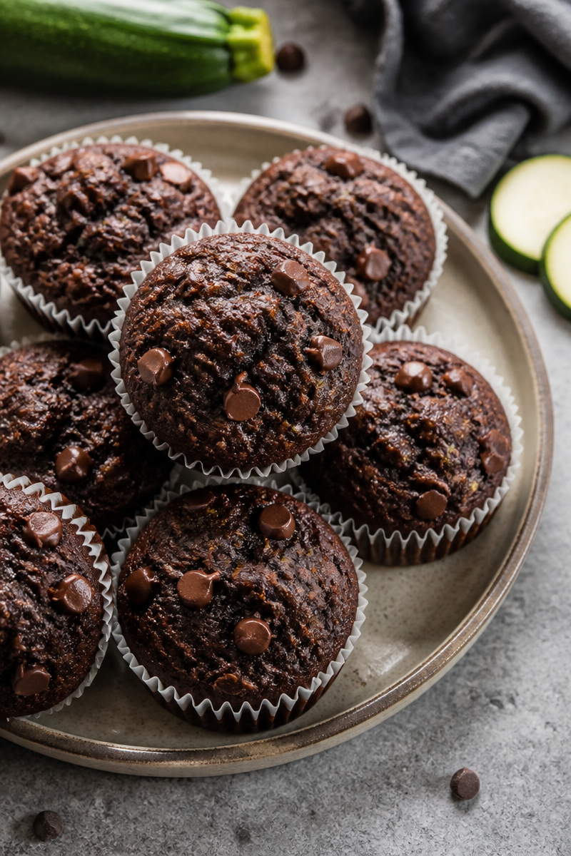 Veggie-Loaded Healthy Chocolate Zucchini Muffins | Healthy Zucchini Muffin Recipes, Healthy Chocolate Muffins with Vegetables, Grated Zucchini