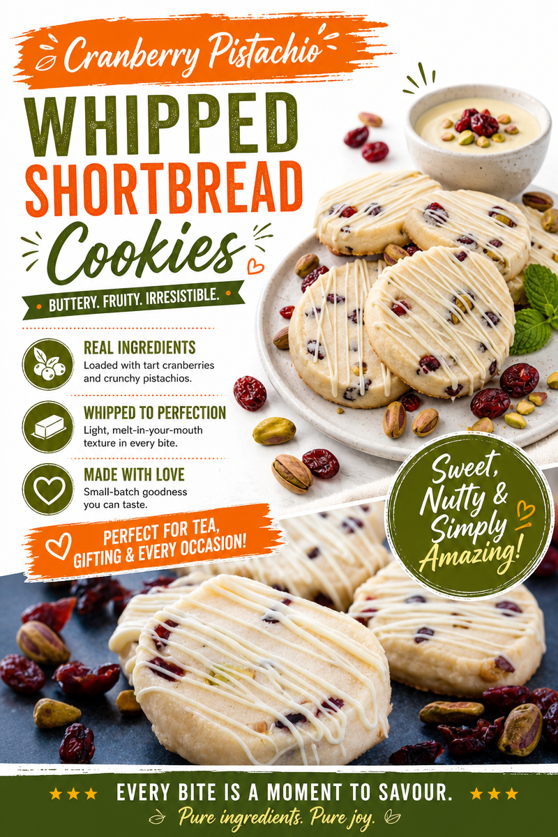 Cranberry Pistachio Whipped Shortbread Cookies whipped shortbread cookies Cranberry Pistachio Whipped Shortbread Cookies