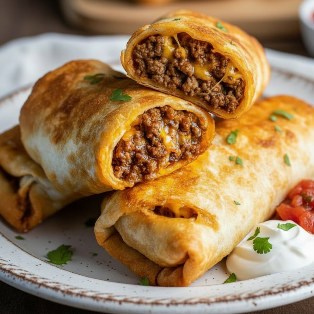 Beef and Cheese Chimichangas