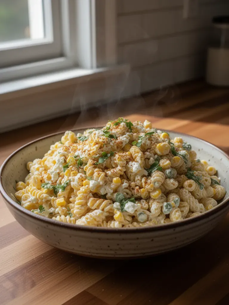 Tasty Elote Pasta Salad with Greek Yogurt - Moana's Kitchen