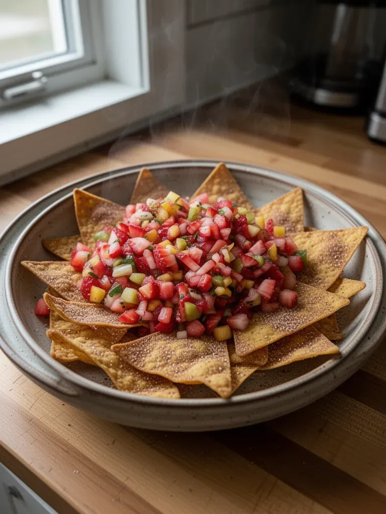 Fresh Fruit Salsa with Cinnamon Sugar Chips