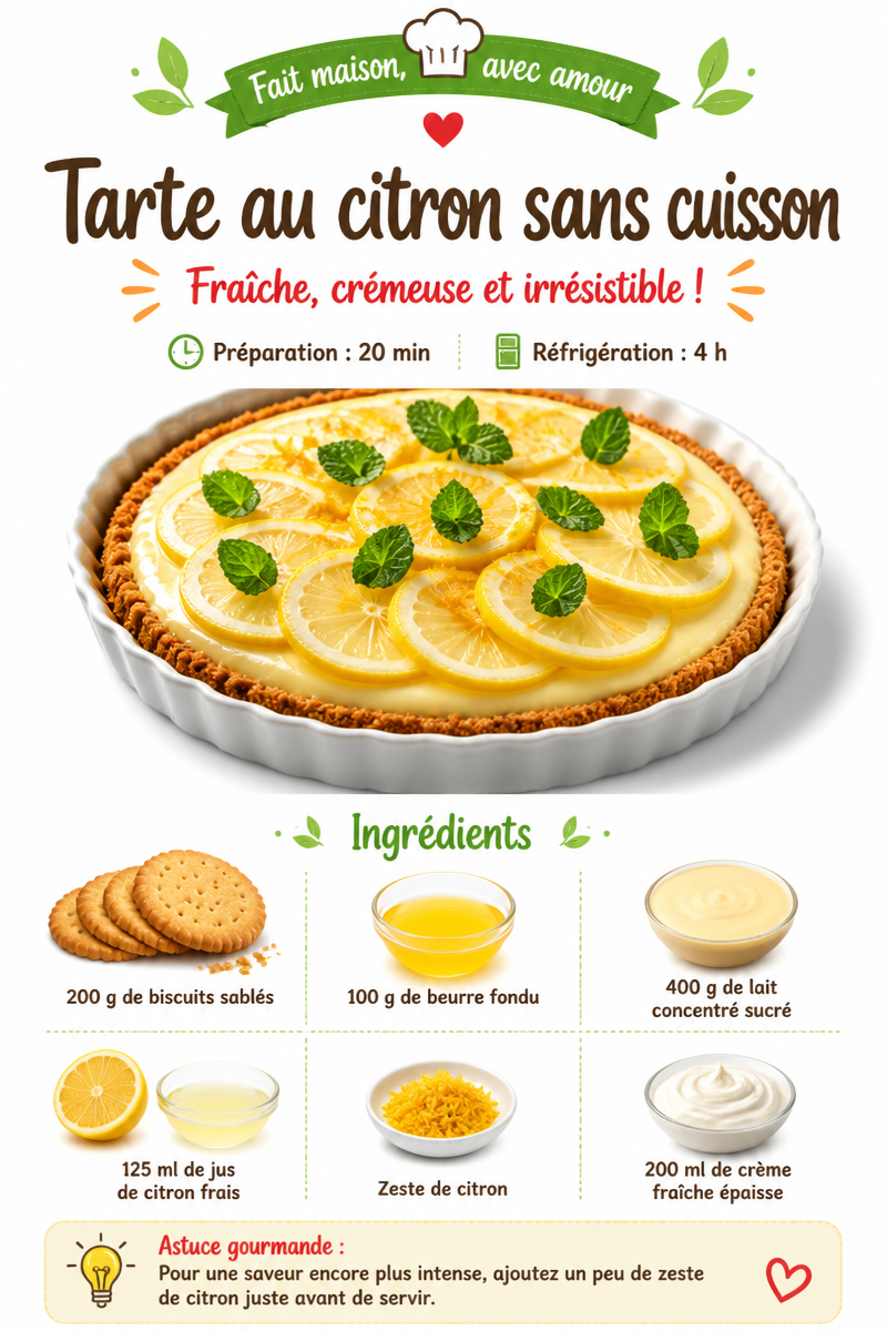 Tarte au citron sans cuisson