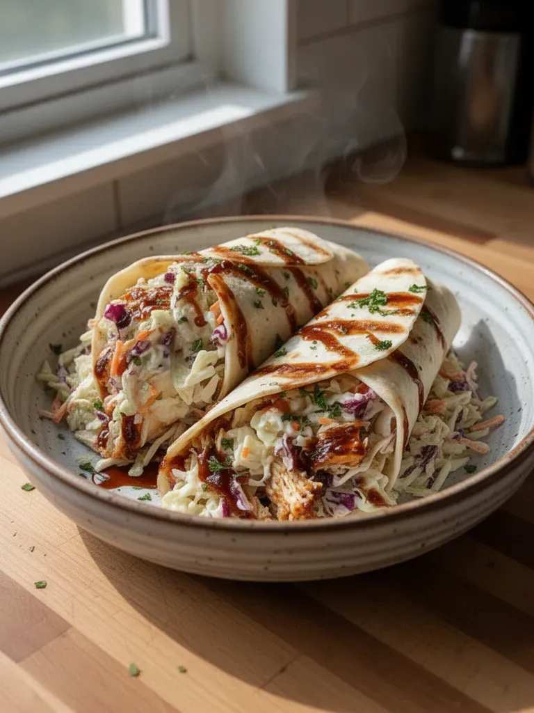 BBQ Chicken Coleslaw Wraps