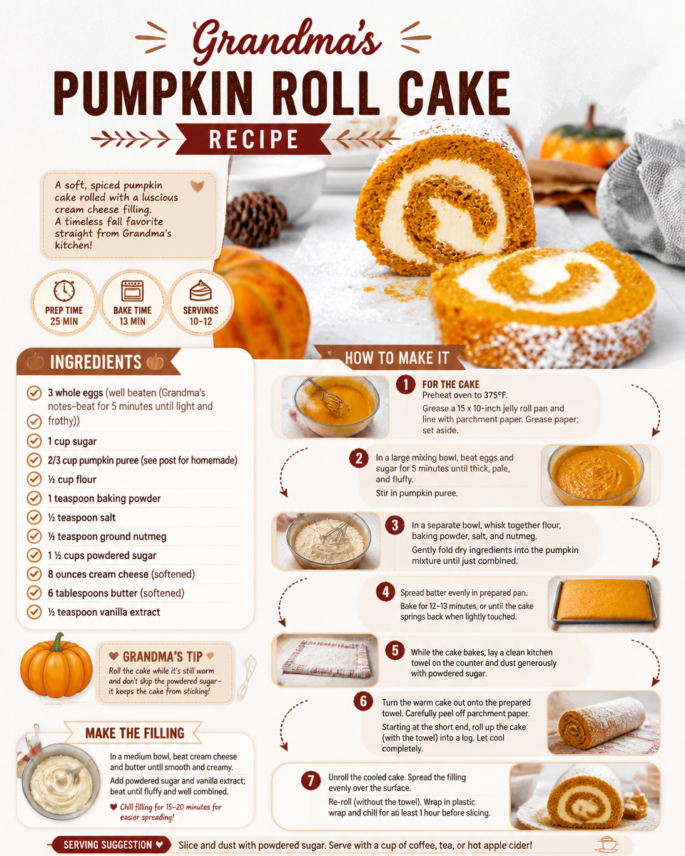 Grandma's Pumpkin Roll Cake Recipe