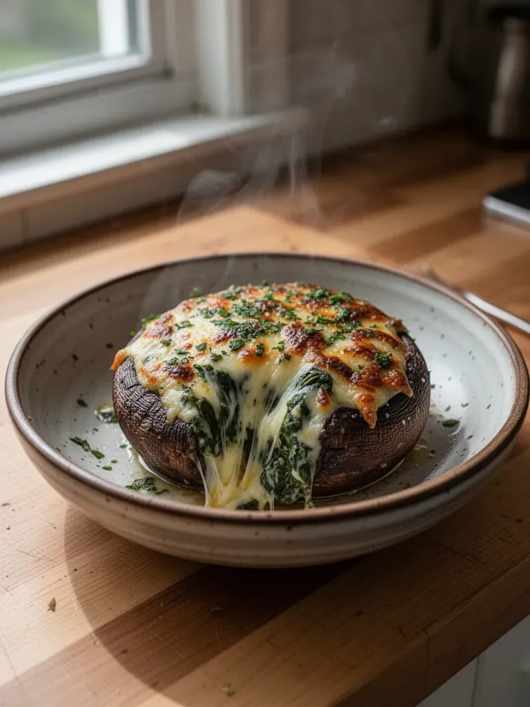 Spinach and Cheese Stuffed Portobello Mushroom