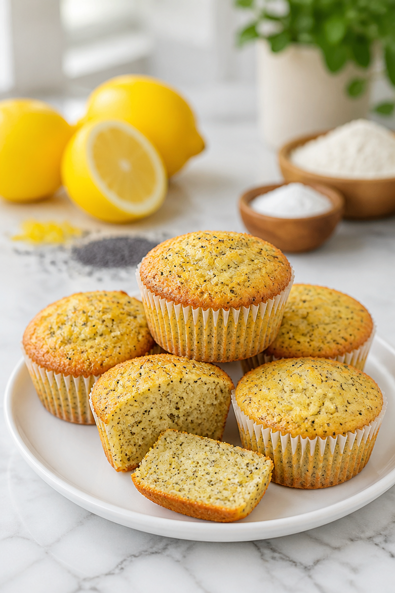 Soft Almond Flour Lemon Poppy Seed Muffin