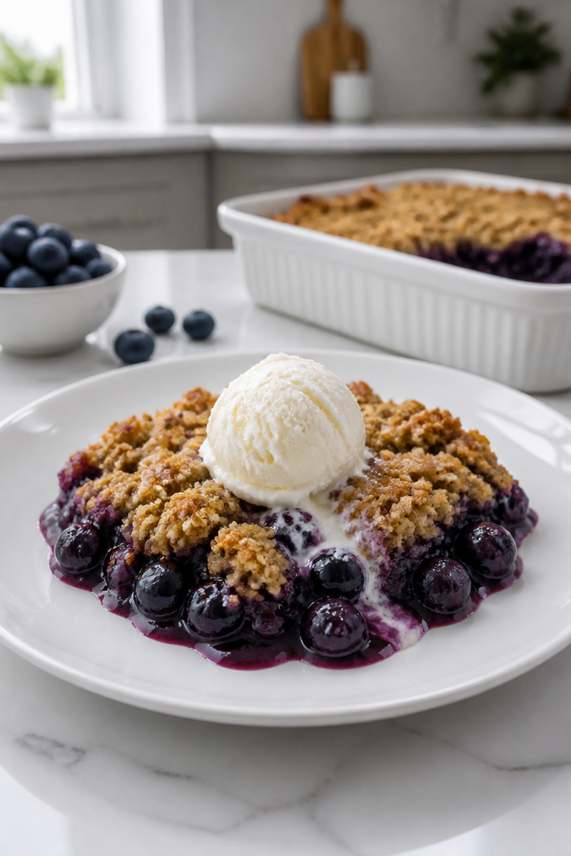 Rustic Summer Blueberry Cobbler with Oat Crumble