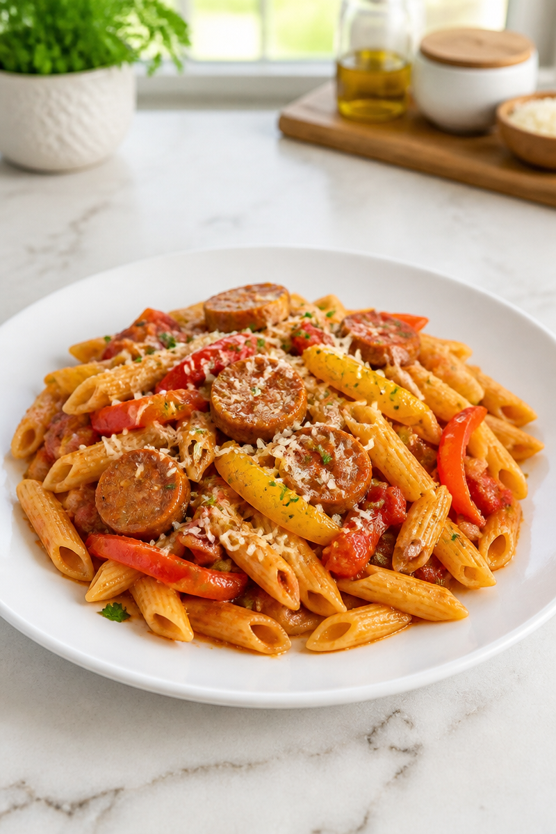 Quick One-Pot Sausage and Pepper Pasta