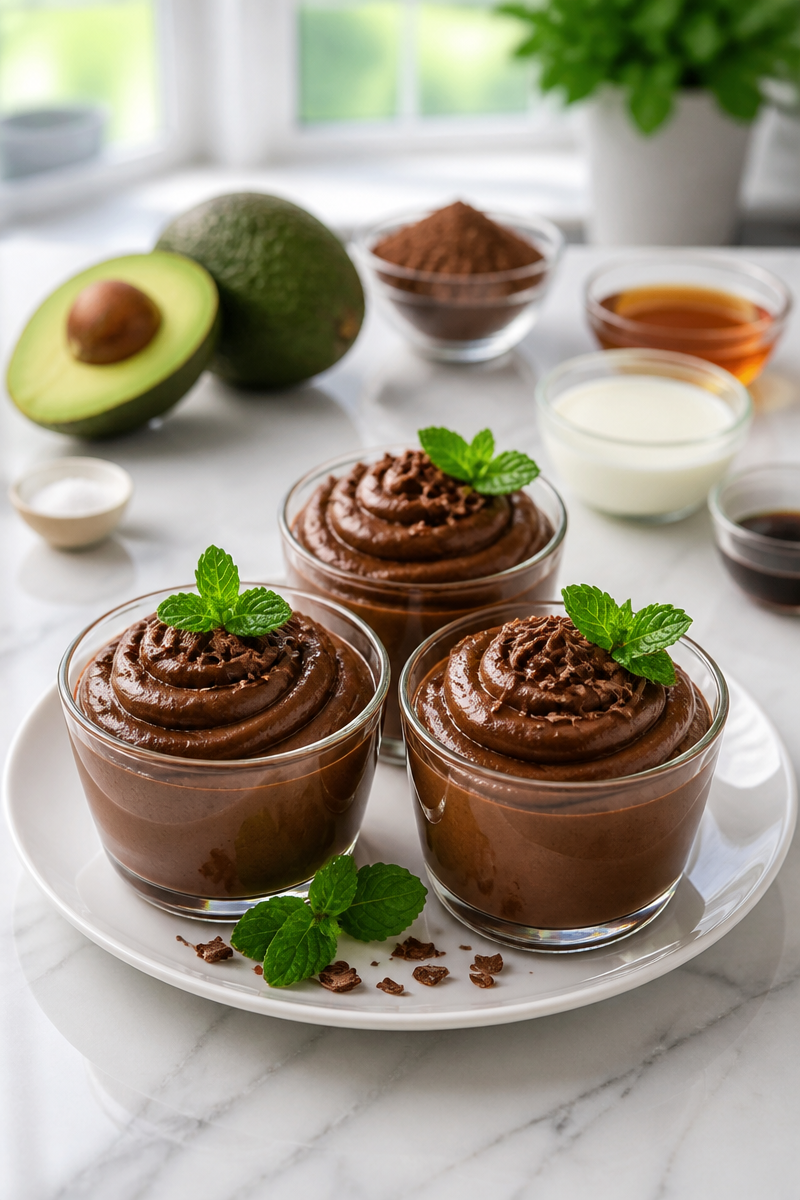 Low Calorie Dark Chocolate Avocado Mousse