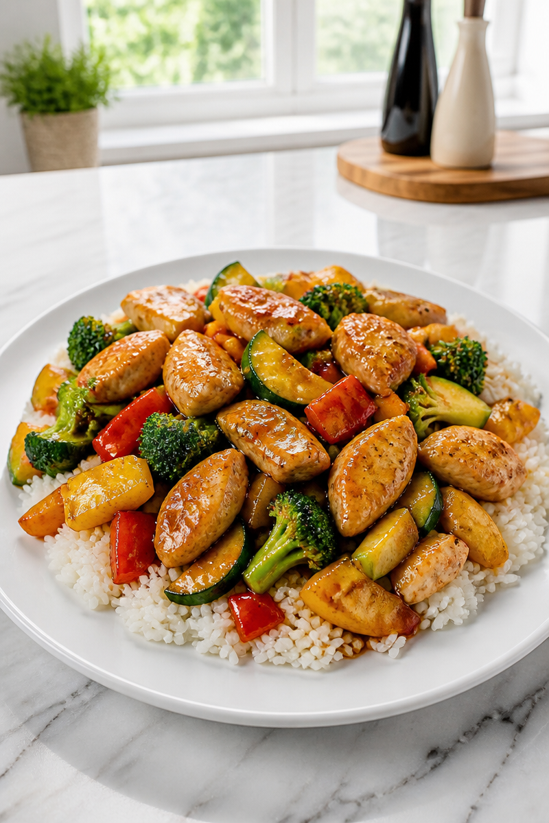 Hibachi Style Chicken and Vegetable Stir-Fry