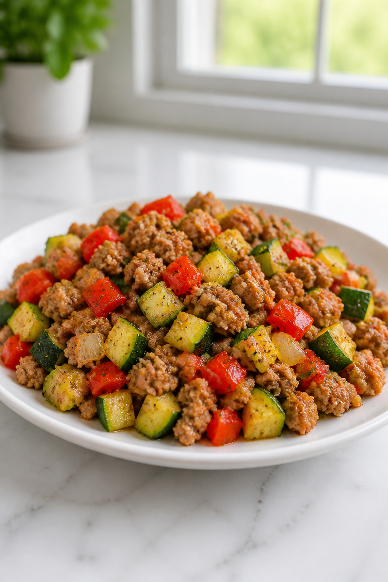 Ground Turkey and Zucchini Skillet Dinner