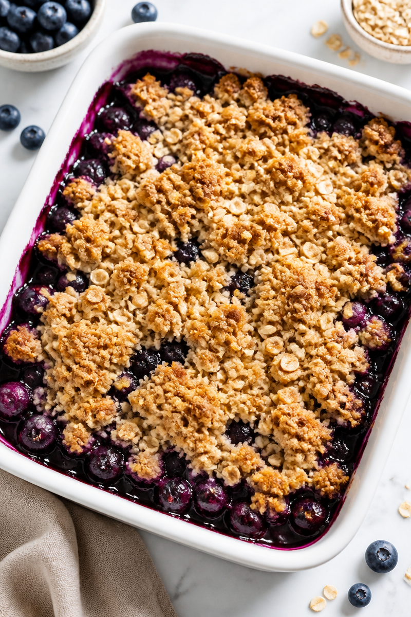 Rustic Summer Blueberry Cobbler with Oat Crumble
