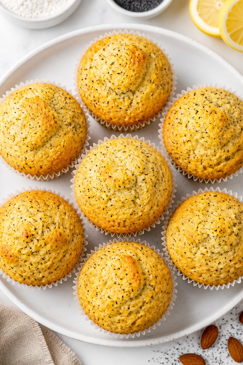 Soft Almond Flour Lemon Poppy Seed Muffin