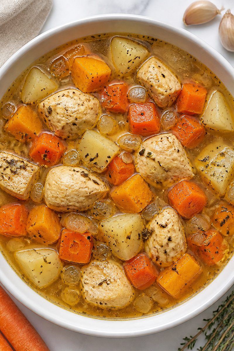Healthy Chicken Stew with Seasonal Root Vegetable