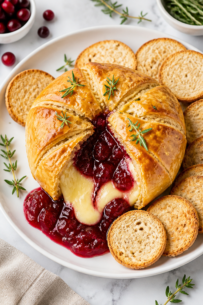 Baked Brie Holiday Appetizer with Cranberry Jam