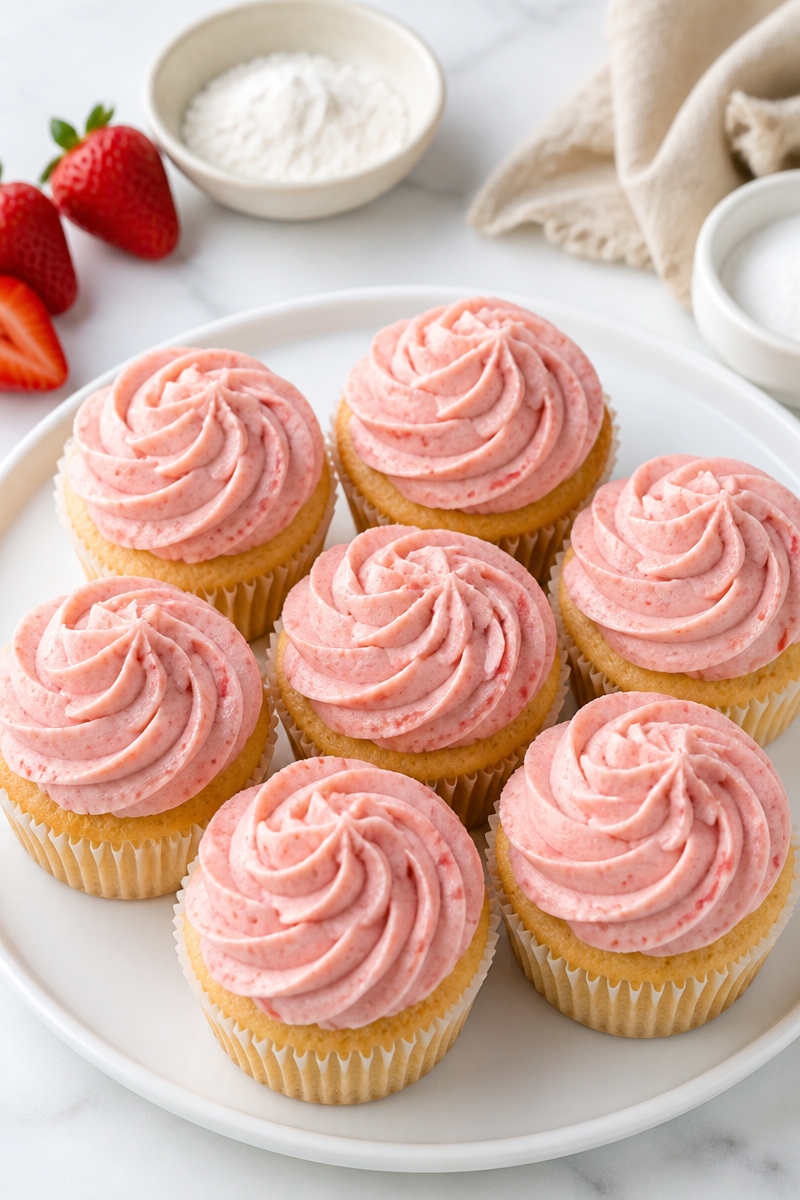 Vanilla Cupcake with Strawberry Cream Cheese Frosting