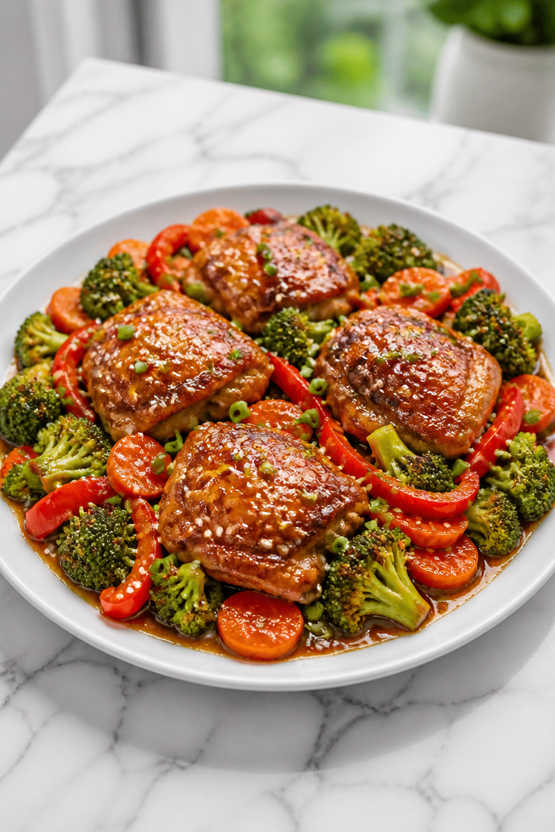 One-Pan Honey Garlic Chicken and Vegetable
