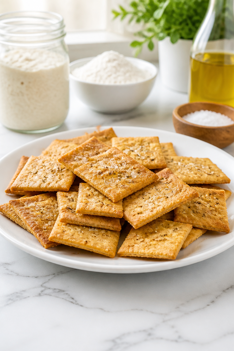 Homemade Sourdough Discard Cracker with Sea Salt