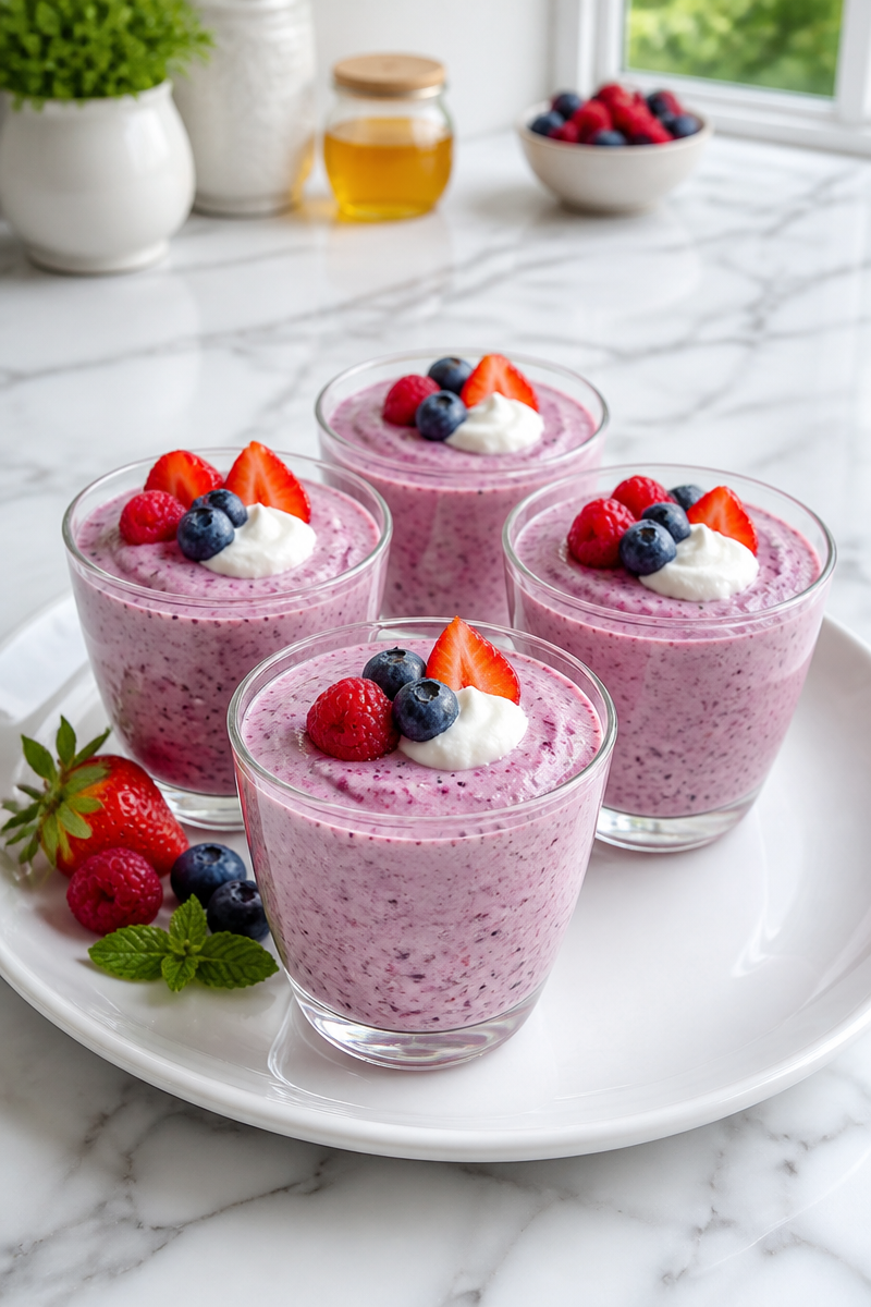 Low Calorie Greek Yogurt Berry Mousse