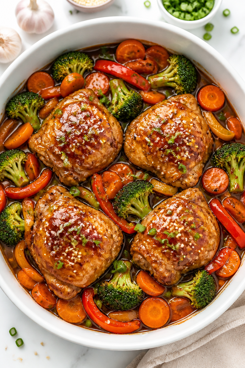 One-Pan Honey Garlic Chicken and Vegetable