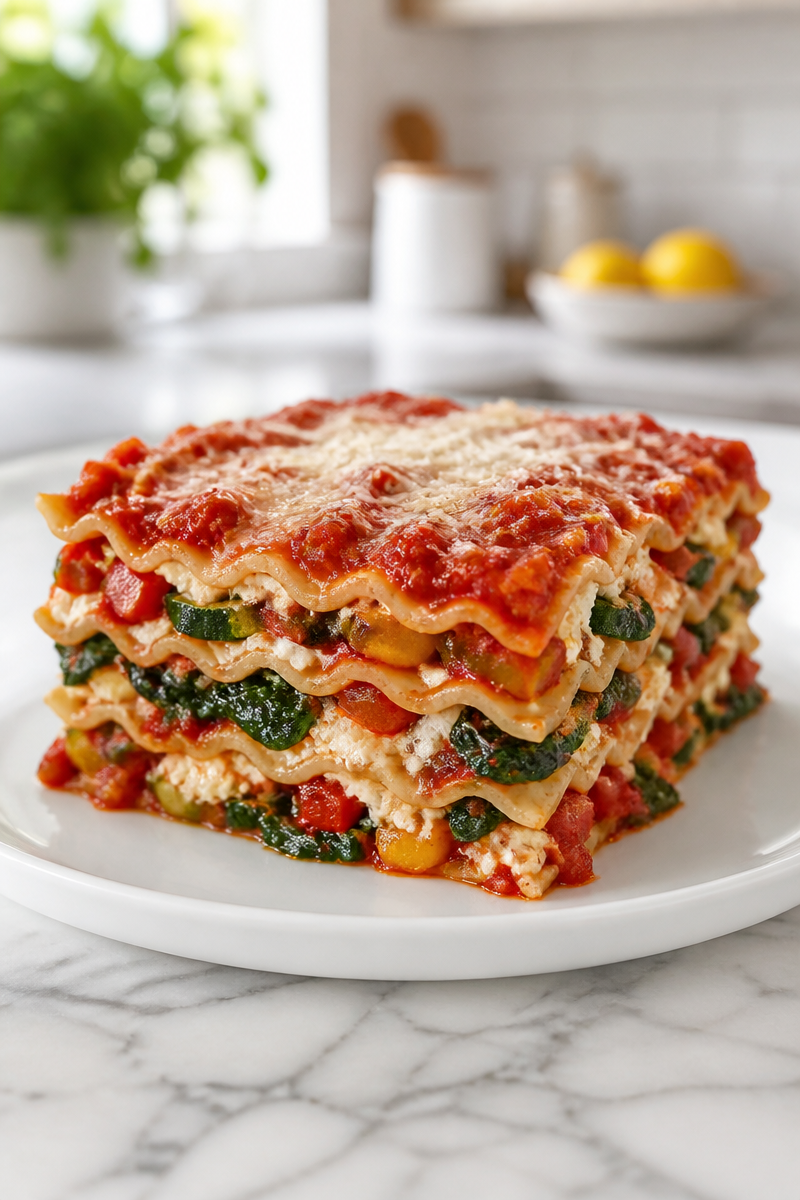 Classic Meatless Vegetable Lasagna with Spinach