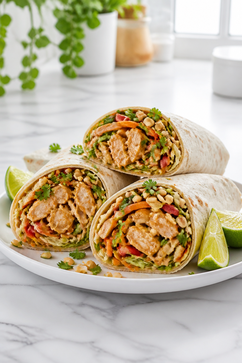 Sweet and Spicy Thai Peanut Chicken Wrap