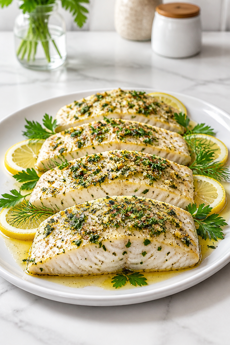 Baked Halibut with Lemon and Herb Butter