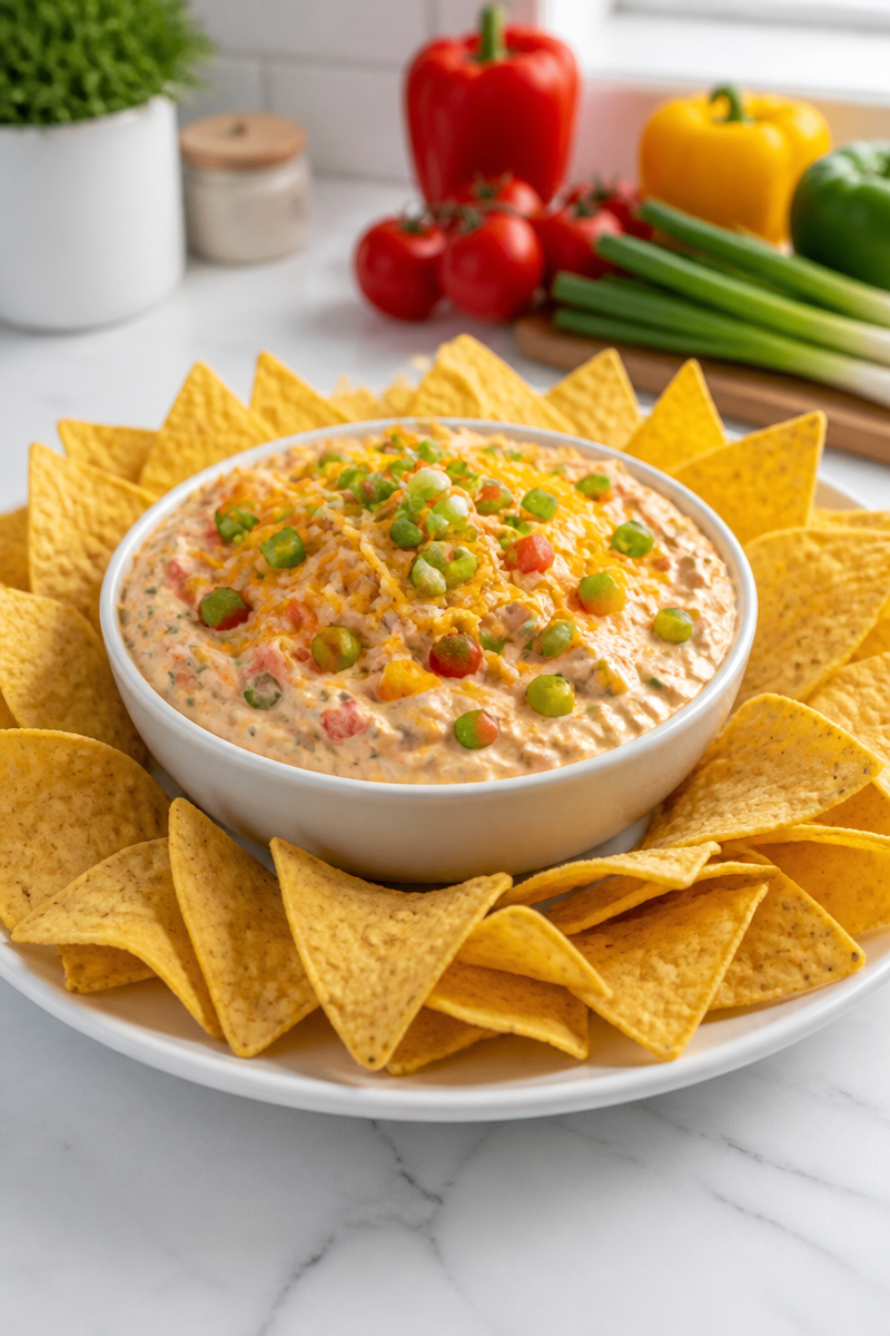 Cold Creamy Taco Dip with Bell Pepper